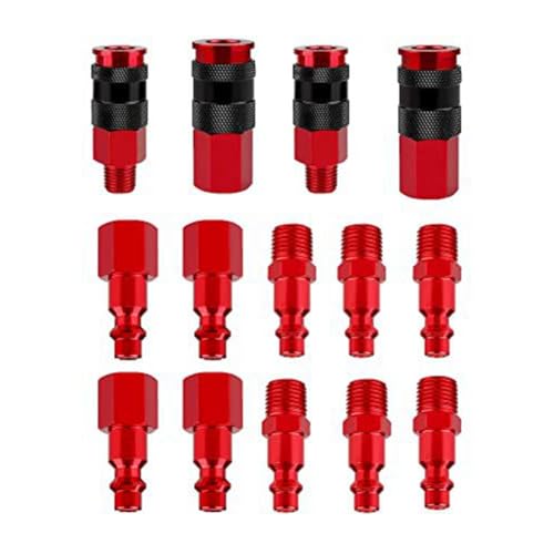 Vjsujehgy 14-Teilige Luftschlaucharmaturen, Luftkupplungs-Luftstecker-Set, Industrietyp, 1/4-Gewindegröße, Luftkompressor-Zubehör von Vjsujehgy