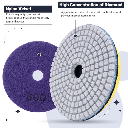Vjsujehgy 16 StüCke Diamant Polierscheiben Kit 4 100 Mm Nass/Trocken für Beton Marmor Polieren Verwenden Schleifscheiben Set von Vjsujehgy