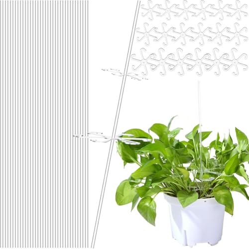 Vjsujehgy 18 Stück 16-Pflanzenstäbe Aus Acryl mit Stielhaken-Unterstützung, Pflanzenstütze, Gartenstäbe, Transparente Pflanzenstäbe für Pflanzen von Vjsujehgy