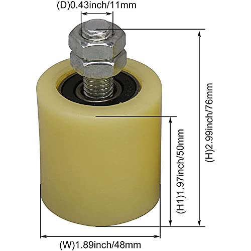 Vjsujehgy 2 STÜCKE 48X50Mm Gelb Silber Nylon Stahl Flach Rollen Lager FüHrungs Rad 6201 Schraube für Elektrisches TüR Schiebetor von Vjsujehgy