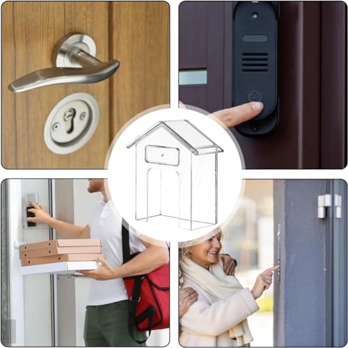 Vjsujehgy 2 Stück Wasserdichte Türklingel-Abdeckung, Transparente Außen-Tastaturabdeckung, Selbstklebende Kunststoff-Türklingel-Schutzhülle für Außenringe, Langlebig, Einfach zu Bedienen von Vjsujehgy