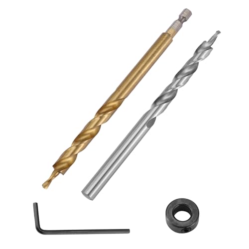 Vjsujehgy 2 Stücke 1/4 Sechs Kant Schaft Loch Bohrer+3/8 (9,5 Mm) Spiral Schritt Bohrer mit Tiefen Stopp Manschette für Manuelle Lochlehre System Bohr Werkzeug Kit von Vjsujehgy