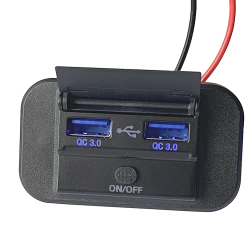 Vjsujehgy 2-Teilige 12-V-USB-Steckdose für Wohnmobile, 36 W, Dual-QC3.0-USB-Autoladegerät, Steckdose, 12-V-24-V-Autoladegerät, Schalttafel mit Kappe von Vjsujehgy