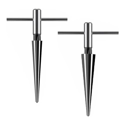Vjsujehgy 2-Teiliges T-Kegelreibahlen-Set, 6 Geriffelte Fasenreibahlen für Gitarrenbrücken, Pin-Loch-, Konische Reibahlen, Werkzeug, Runder Vjsujehgy 2-Teiliges T-Kegelreibahlen-Set, 6 Geriffelte Fasenreibahlen für Gitarrenbrücken, Pin-Loch-, Konische Reibahlen, Werkzeug, Runder von Vjsujehgy