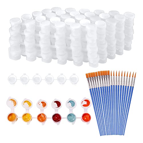 Vjsujehgy 20 Streifen, 120 TöPfe, Leere Farbstreifen und 20 StüCke Pinsel, Farbbecher, Transparente Kunststoff AufbewahrungsbehäLter, 3 Ml/0,17 Oz von Vjsujehgy