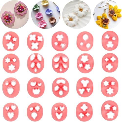 Vjsujehgy 20 Stück Ton- für Ohrringe, 20 Formen - Blumen, Polymer-Tonformen für die Schmuckherstellung Vjsujehgy 20 Stück Ton- für Ohrringe, 20 Formen - Blumen, Polymer-Tonformen für die Schmuckherstellung von Vjsujehgy