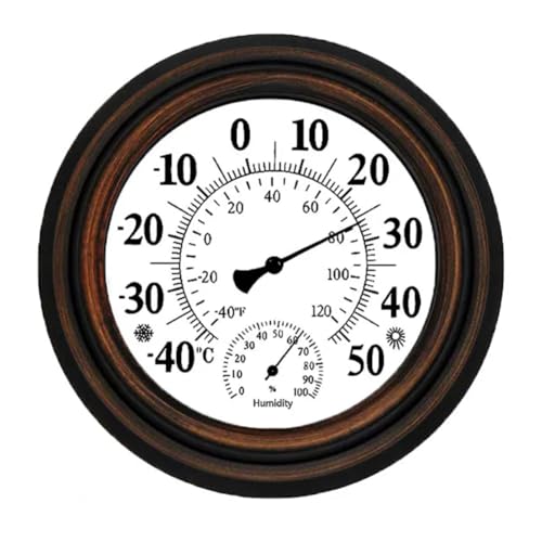 Vjsujehgy 20 cm Antikes Innen-Außen-Thermometer, Hygrometer, Temperatur- und Luftfeuchtigkeitsmesser, Wanduhr, Thermometer für Heimdekoration, Langlebig Vjsujehgy 20 cm Antikes Innen-Außen-Thermometer, Hygrometer, Temperatur- und Luftfeuchtigkeitsmesser, Wanduhr, Thermometer für Heimdekoration, Langlebig von Vjsujehgy