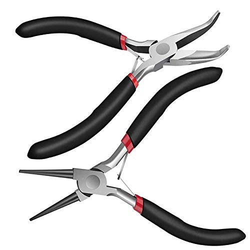 Vjsujehgy 2Pack Bent Chain Nose Zangen und Round Nose Zangen zum Basteln und Reparieren, SchmuckzubehöR von Vjsujehgy