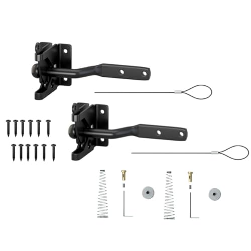 Vjsujehgy 2er-Pack Selbstsichernder Torriegel für Holzzaun, Robust, mit Stahlfeder, Kabelzugschnur, Torbeschläge, Torschloss Vjsujehgy 2er-Pack Selbstsichernder Torriegel für Holzzaun, Robust, mit Stahlfeder, Kabelzugschnur, Torbeschläge, Torschloss von Vjsujehgy