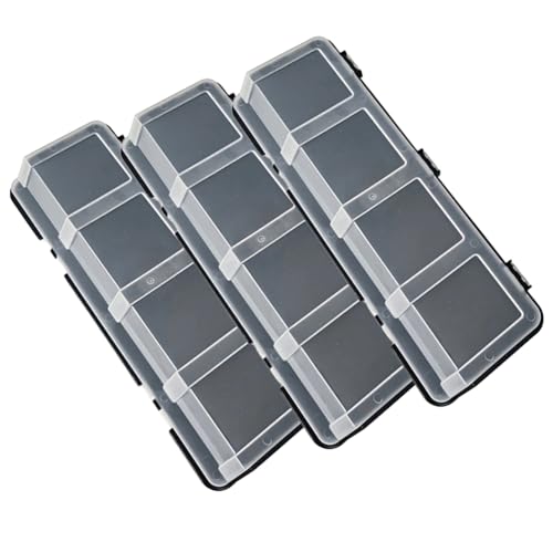 Vjsujehgy 3-Teilige Teile-Aufbewahrungsbox, Kunststoff-Schrauben-Organizer-Box mit 4 Fächern, Werkzeugteilbehälter mit Deckel, Aufbewahrungskoffer von Vjsujehgy
