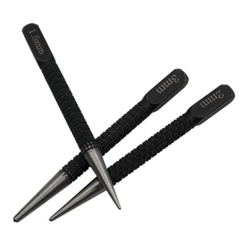 Vjsujehgy 3-Teiliger Mittelstanzer, Positionierungsstanzer, Bohrfixierer, Schwarzer Zylindrischer Nagel, Stanzstift, Werkzeug, Ersatzteile, 1,5 Mm/2 Mm/3 mm von Vjsujehgy