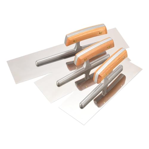 Vjsujehgy 3-Teiliges Set mit Flachen Trockenbaukellen, Putzkellen Aus Edelstahl, Maurerkellen-Sets mit Holzgriff Vjsujehgy 3-Teiliges Set mit Flachen Trockenbaukellen, Putzkellen Aus Edelstahl, Maurerkellen-Sets mit Holzgriff von Vjsujehgy