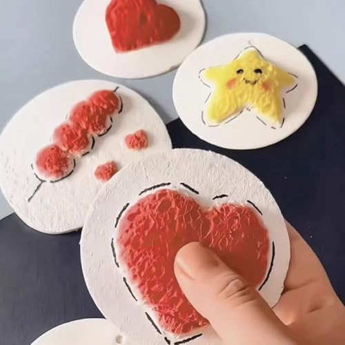 Vjsujehgy 30pcs 3d Zeichnung Zauberer Leinwand Schwamm Färbung Puffy Texturpapier für Handgefertigte Handwerksmittel DIY Kids Painting Paper 3D Kunst Zeichnung Papier von Vjsujehgy