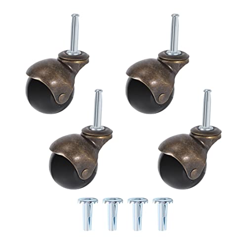 Vjsujehgy 4 Paket 2 Ball Nachlaufstiel Nachlauf Rad mit Sockeln, Vintage Antique Swivel Caster für Möbel, Sofa, Stuhl, Schrank von Vjsujehgy