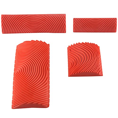 Vjsujehgy 4 StüCk Maserung Werkzeug Set Gummi Maserung Muster Wandfarbe Mal Werkzeug für Wand Malerei Dekoration DIY von Vjsujehgy