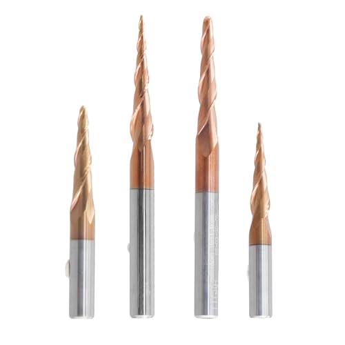 Vjsujehgy 4 Stück Hartmetall-Spiralfräser mit Konischer Kugelkopfspitze, 6 mm Schaft, Fräser, Holzbearbeitung, CNC-Schnitzfräser, Holzfräser von Vjsujehgy