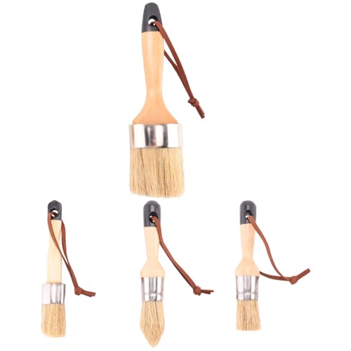 Vjsujehgy 4 Stück Kreide- und Wachspinsel, Möbel, Kleiner Runder Ovaler Pinsel, Kreidepinsel mit Naturborsten zum Malen oder Wachsen Vjsujehgy 4 Stück Kreide- und Wachspinsel, Möbel, Kleiner Runder Ovaler Pinsel, Kreidepinsel mit Naturborsten zum Malen oder Wachsen von Vjsujehgy