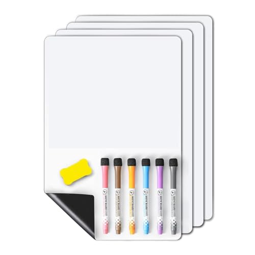Vjsujehgy 4 Stück Kühlschrank- und Wandmagnet, Kleines Whiteboard, Trocken Abwischbare Tafel, Schmutzabweisende Technologie, 30,5 X 20,3 cm von Vjsujehgy