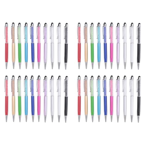Vjsujehgy 40 StüCk Kristallkugelschreiber Bulk Shiny 2 in 1 Slim Crystal Diamond Screen Stylus Schwarze Geltinte Kugelschreiber Glitter Pen von Vjsujehgy