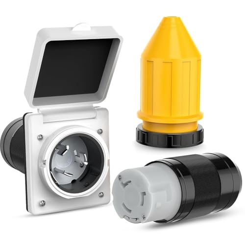 Vjsujehgy 50 A RV-Stromanschluss, Landstrom-Set mit Kabelschutz, 125/250 V, NEMA SS2-50P SS2-50R, Drehverschluss, Stecker/Buchse von Vjsujehgy