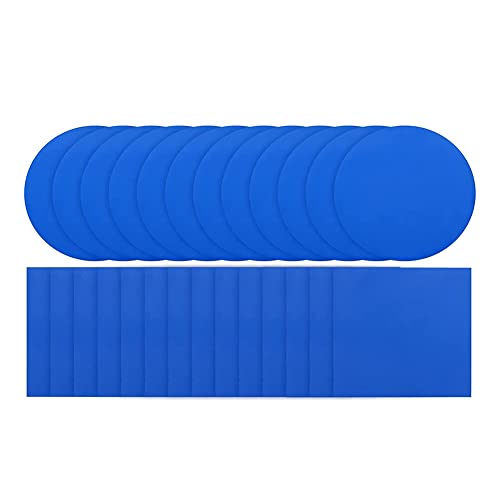 Vjsujehgy 50 Selbstklebende PVC-Pool-Flicken-Reparatur-Set, Quadratisch, Rund, Luftmatratzen-Flicken, Blaues Pool-Flicken-Flicken-Set, PVC für Pools, Boote, Aufblasbare Produkte von Vjsujehgy