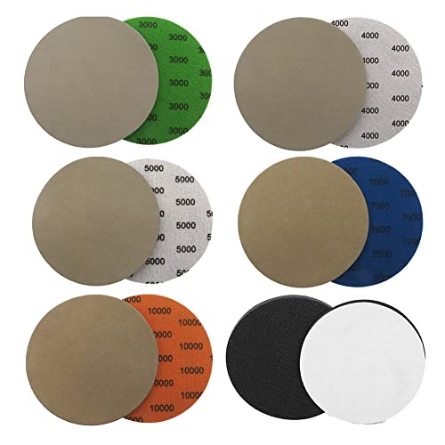 Vjsujehgy 6 3000 4000 5000 7000 10000 Schleifpapierschleifscheibe, mit Interface Pad, 25 StüCk Trocken- und Nassschleifpapier von Vjsujehgy