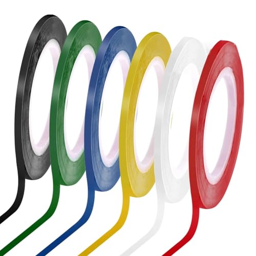 Vjsujehgy 6 Rollen 1/8 Whiteboard-Klebeband, Dünne Whiteboard-Klebebandlinien, Nadelstreifen, Trocken Abwischbares Kunstband, Isolierband, 108 Fuß Pro Rolle von Vjsujehgy