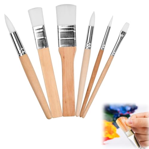 Vjsujehgy 6 Stk. Pinselset, Künstlerpinsel Wie Abgebildet, Holzmalpinsel für Acrylmalerei, Malpinsel-Set von Vjsujehgy