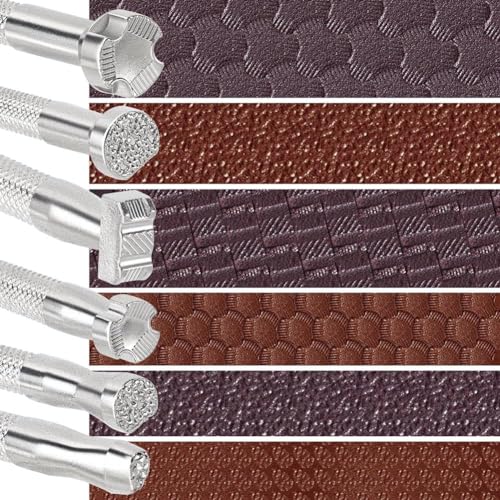 Vjsujehgy 6-Teiliger Lederstempel, Lederschnitz-Stanzwerkzeuge Aus Legiertem Stahl für die Arbeit mit Lederhandwerksdesign - Silber von Vjsujehgy