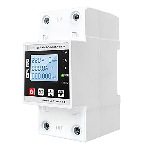 Vjsujehgy 63A TUYA WiFi Smart Earth Leakage Über Under Voltage Protector Relay Circuit Breaker Timer Energy Powers KWh Meter von Vjsujehgy