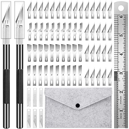 Vjsujehgy 64 Teiliges Exacto Messer, PräZises, Anspruchsvolles Hobby Messer Set mit Klingen, Lineal, Bastelmesser Set zum Schnitzen Von Kunstwerken Vjsujehgy 64 Teiliges Exacto Messer, PräZises, Anspruchsvolles Hobby Messer Set mit Klingen, Lineal, Bastelmesser Set zum Schnitzen Von Kunstwerken von Vjsujehgy
