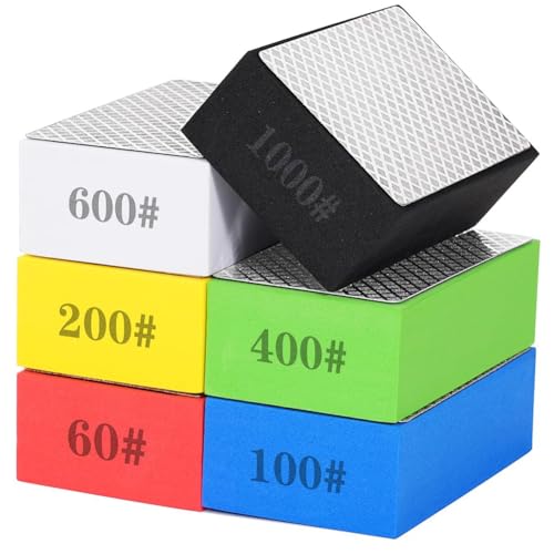 Vjsujehgy 6er-Pack Diamant-Handpolierpads für Glas, Marmor, Keramik - Körnung 60/100/200/400/600/1000 von Vjsujehgy