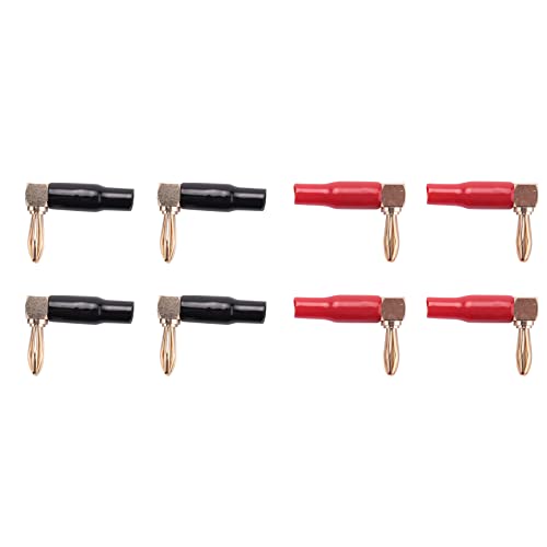 Vjsujehgy 8 StüCke 4Mm Bananen Stecker Lautsprecher Kabel Anschluss Adapter 24K Vergoldete Schraube Typ Reines Kupfer Recht Winklige Bananen Stecker von Vjsujehgy