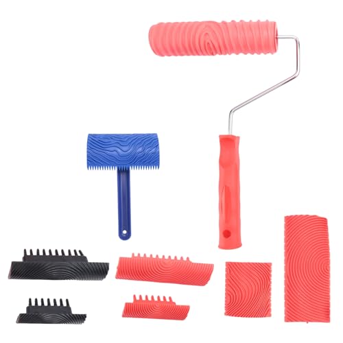 Vjsujehgy 8 Teiliges Maserungs Malwerkzeug Set, Empaistic Gummi Kornmuster Roller mit, für Mach Es Selbst Wand Raum Dekoration von Vjsujehgy
