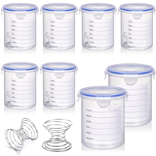 Vjsujehgy 8er-Set Farbbehälter-Kit mit Edelstahl-Mischkugel, Farbtöpfchen mit Deckel, Farb-Aufbewahrungsbehälter-Set (800 Ml) von Vjsujehgy