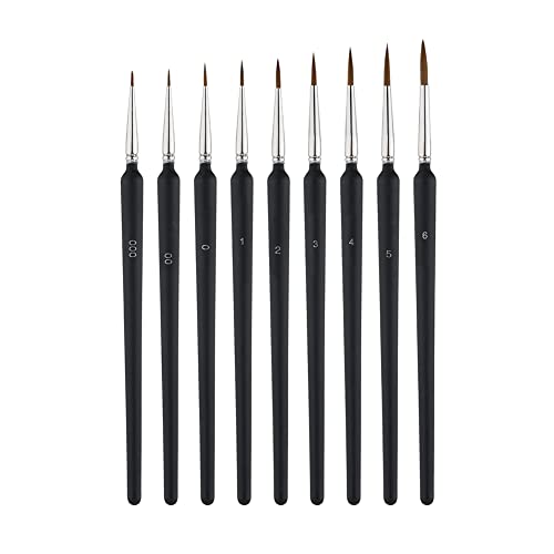 Vjsujehgy 9Piece Fine Detail Paint Brush Kleiner Pinsel mit 9 Größen für Aquarellmalerei Acrylzeichnung von Vjsujehgy