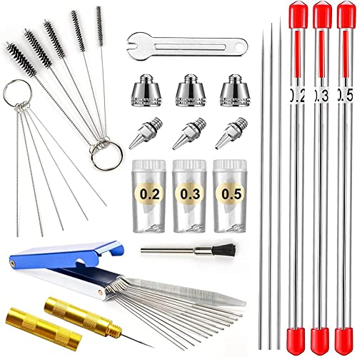 Vjsujehgy Airbrush-Reinigungsset, Airbrush-DüSenkappen-Set und Airbrush-Nadelteile, Airbrush-Sprayer-ZubehöR 0,2/0,3/0,5 Mm von Vjsujehgy