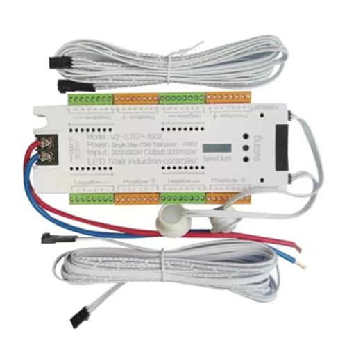 Vjsujehgy Automatisches 32-Kanal-Treppenbeleuchtungs-LED-Bewegungssensor-Treppenlicht-Controller-Kit für Treppen, Flexibler Streifen 12V 24V Vjsujehgy Automatisches 32-Kanal-Treppenbeleuchtungs-LED-Bewegungssensor-Treppenlicht-Controller-Kit für Treppen, Flexibler Streifen 12V 24V von Vjsujehgy