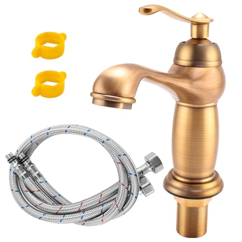 Vjsujehgy Badezimmer Bassin Antiker Messing Mischer Festes Kupfer Luxus Europa Art - HäHne von Vjsujehgy