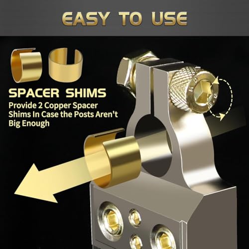 Vjsujehgy Batterieklemmen, Batterieklemmenverbinder der Stärke 0/4/8/10 mit Unterlegscheiben und Schutzabdeckungen, Kabelenden für Autobatterien Vjsujehgy Batterieklemmen, Batterieklemmenverbinder der Stärke 0/4/8/10 mit Unterlegscheiben und Schutzabdeckungen, Kabelenden für Autobatterien von Vjsujehgy