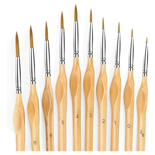 Vjsujehgy Detailpinsel-Set mit 10 Pinseln für Acryl, Aquarell, Gesicht, Nägel, Modellmalerei, Strichzeichnung von Vjsujehgy