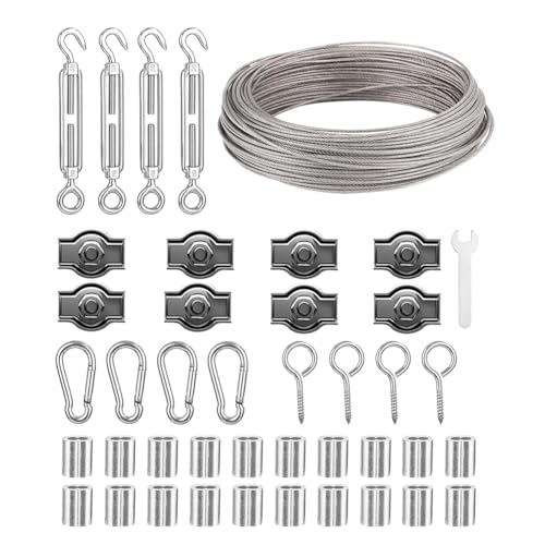 Vjsujehgy Edelstahl-Gartendraht 30M 2mm mit Spannschloss-Drahtspanner, für, Zäune, Lichterketten von Vjsujehgy