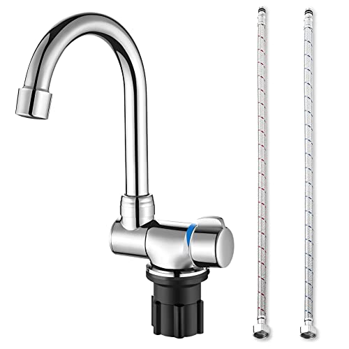 Vjsujehgy Faltbarer KüChenarmatur 360-Grad-Rotationswaschbecken Wasserhahn Einhand-Kalt- und HeißWassermischer Kupferhahn für Wohnmobilboote von Vjsujehgy