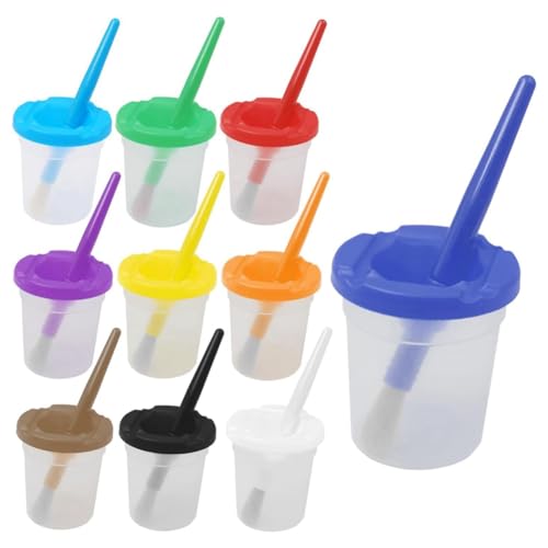 Vjsujehgy Farbbecher Mehrfarbige Farbbecher Kunststoff-Farbbecher mit Deckel für Kinder, Auslaufsichere Farblernbecher für Künstler von Vjsujehgy