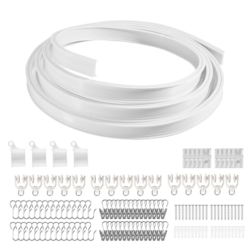 Vjsujehgy Flexible Biegbare Deckenvorhangschiene, Deckenhalterung für Vorhangschiene, Raumteiler Deckenschiene für VorhäNge 9.8Ft von Vjsujehgy