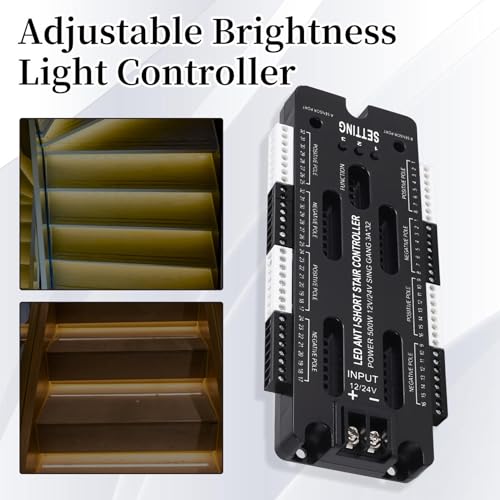 Vjsujehgy Für Treppen Flexibler Streifen Innen LED Bewegungssensor 32 Kanäle Einstellbare Helligkeit DC 12V 24V Treppenlicht-Controller von Vjsujehgy