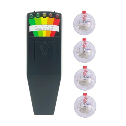 Vjsujehgy Geisterausrüstungsset, EMF-Messgerät und 4 Stück Bewegungsgesteuerte Katzenbälle mit Licht, EMF-Messgerät-Detektor-Geisterausrüstung von Vjsujehgy