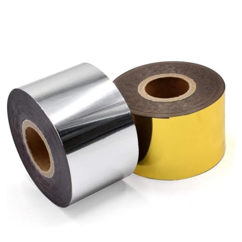 Vjsujehgy Heißprägefolienpapier mit 1,5 X 400 Fuß, Heißfolienprägepapier für Lederbronzierungsmaschine, DIY-Dekoration, Silber und Gold von Vjsujehgy