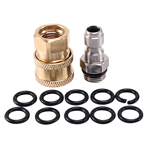 Vjsujehgy Hochdruckreiniger-Adaptersatz, 1/4-Schnelltrennsatz mit 10Er-Packung O-Ring, 5.000 Psi von Vjsujehgy