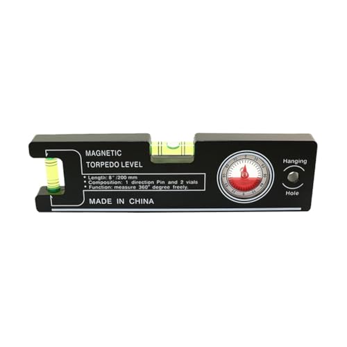 Vjsujehgy Hochpräzises 200-mm-Magnet-Wasserwaagenlineal Aus ABS, Millimeterskala, Winkelmessgerät, Wasserwaage, Gebäudemess- und Nivellierwerkzeuge von Vjsujehgy
